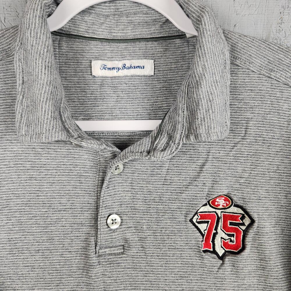 San Francisco 49ers Shirt Mens Large Gray NFL Football 75th Anniversary Polo